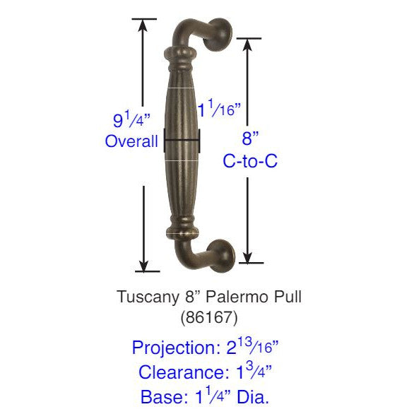 Antique Hardware 9 1/4 Inch Tuscany Bronze Palermo Pull FLUSH-PULL-POCKET DOOR