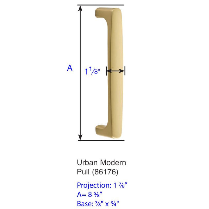 ##Antique Hardware## 8 5/8 Inch Solid Brass Urban Modern Pull
