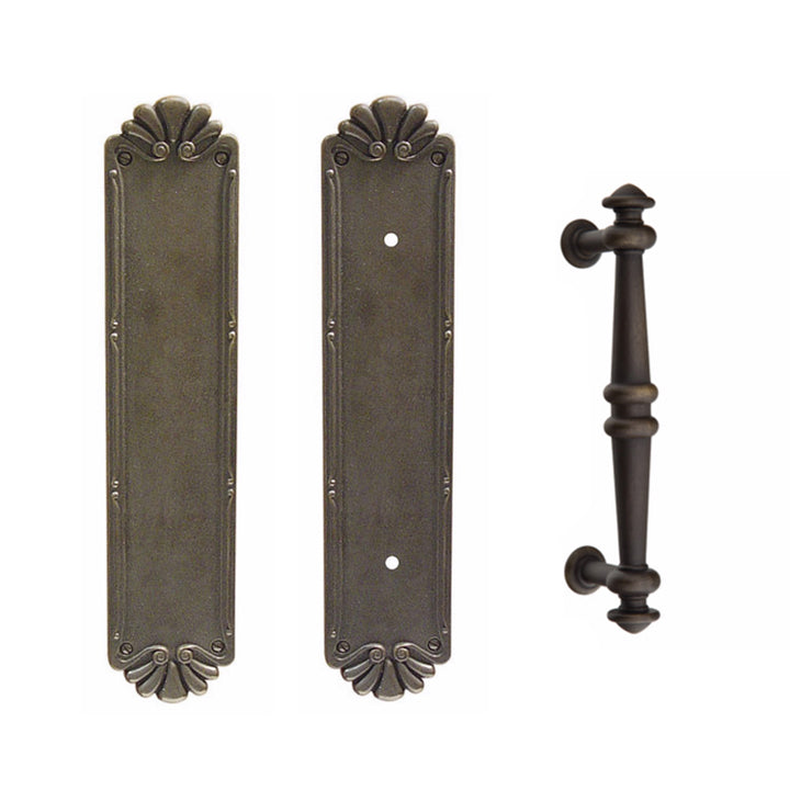 Antique Hardware 14 Inch Tuscany Bronze Petal Recoleta Push & Pull Door Set FLUSH-PULL-POCKET DOOR