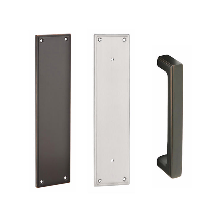 ##Antique Hardware## 12 Inch Solid Brass Modern Wilshire Push & Pull Door Set