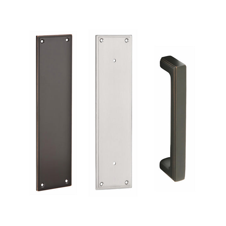 ##Antique Hardware## 12 Inch Solid Brass Modern Wilshire Push & Pull Door Set