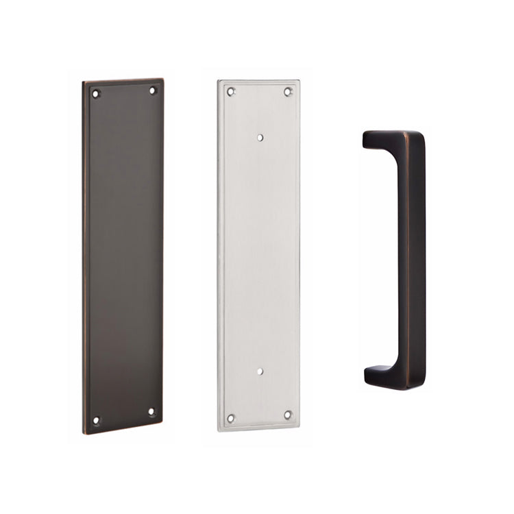 ##Antique Hardware## 12 Inch Solid Brass Modern Baden Push & Pull Door Set