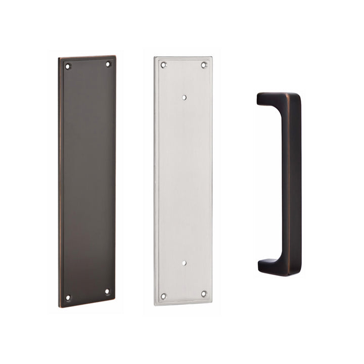 ##Antique Hardware## 12 Inch Solid Brass Modern Baden Push & Pull Door Set