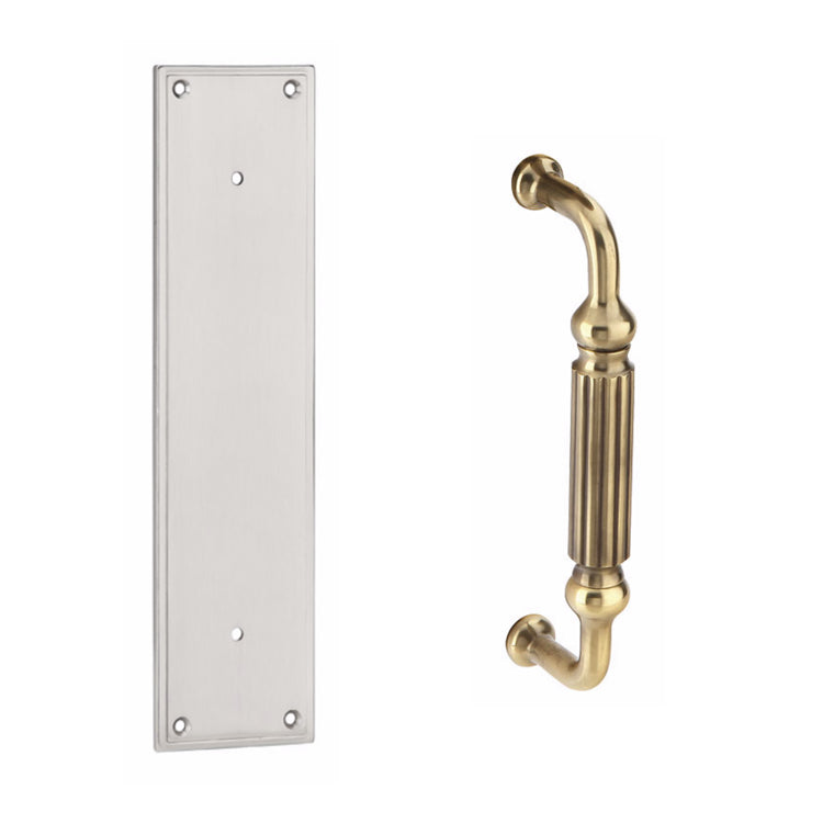 Antique Hardware 12 Inch Solid Brass Modern Knoxville Pull Plate Set FLUSH-PULL-POCKET DOOR