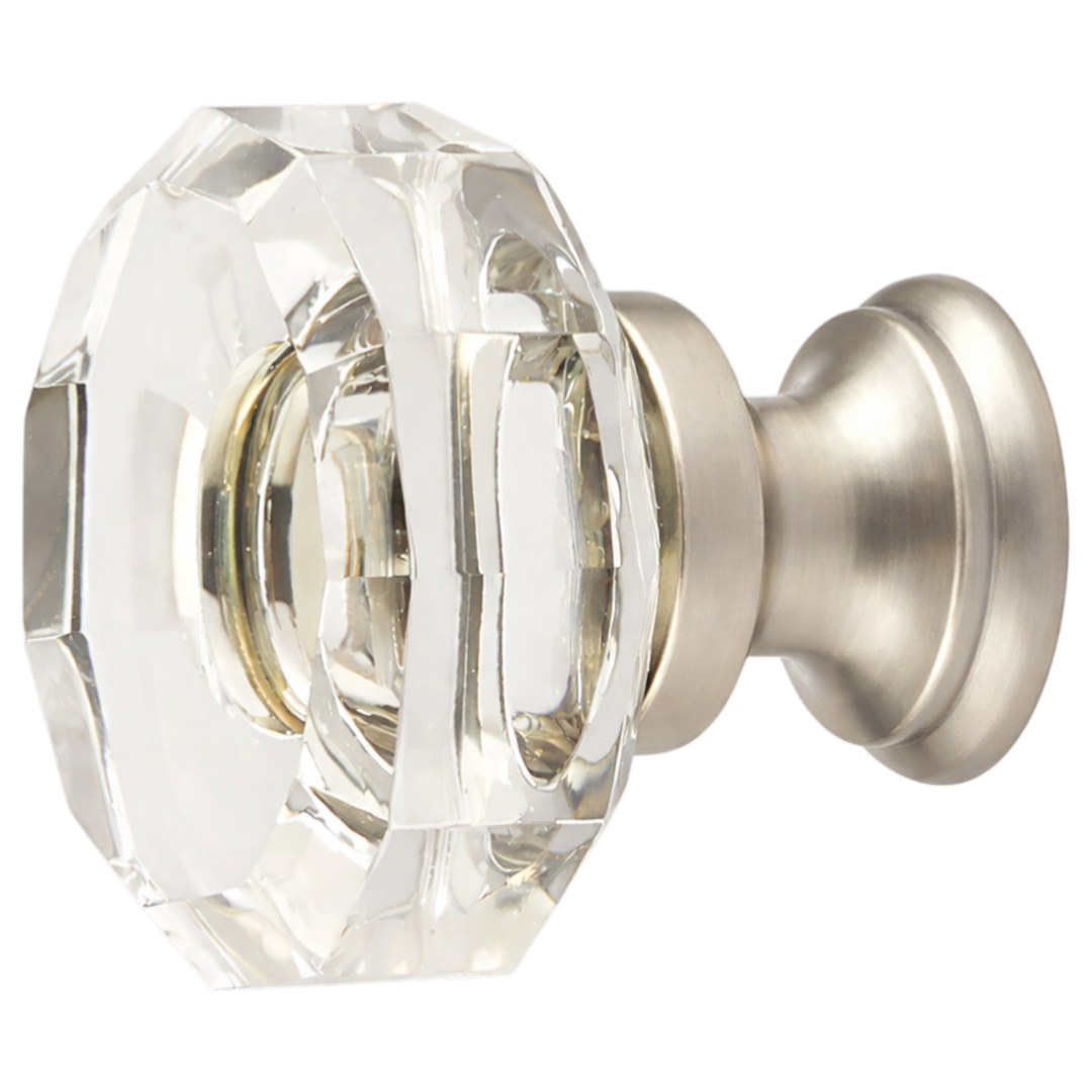 1 3/8 Inch Clear Crystal Glass Lowell Cabinet & Furniture Knob