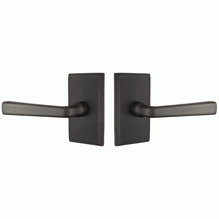 ##Antique Hardware## Solid Brass Sandcast Cimarron Lever With Modern Rectangular Rosette