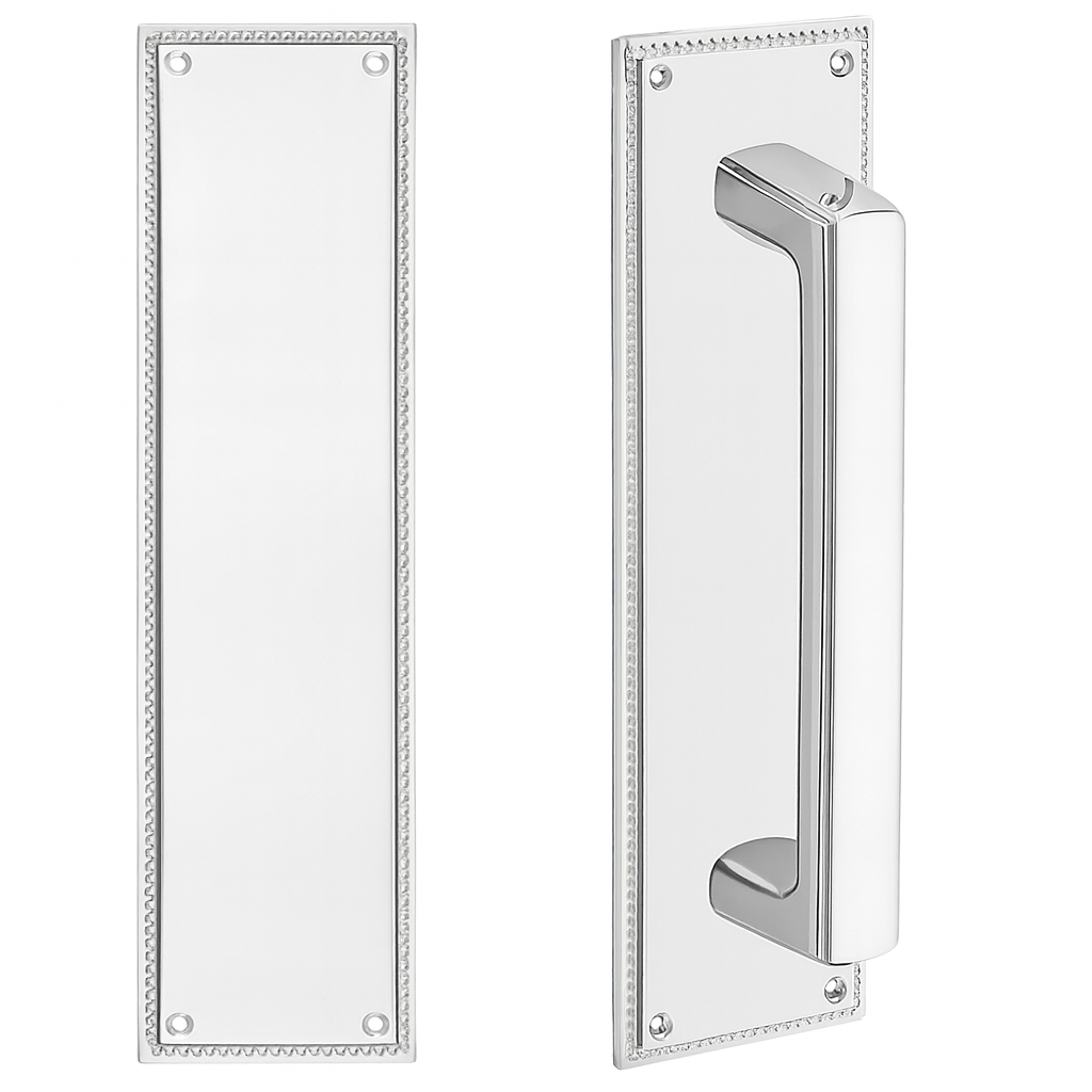 ##Antique Hardware## 12 Inch Solid Brass Knoxville Wilshire Push & Pull Door Set