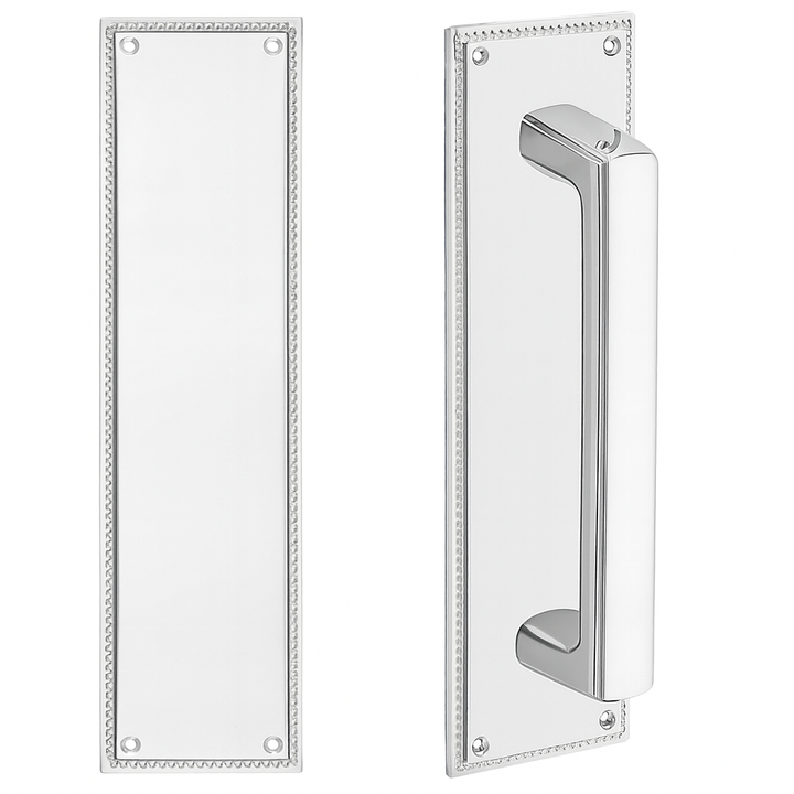 ##Antique Hardware## 12 Inch Solid Brass Knoxville Wilshire Push & Pull Door Set