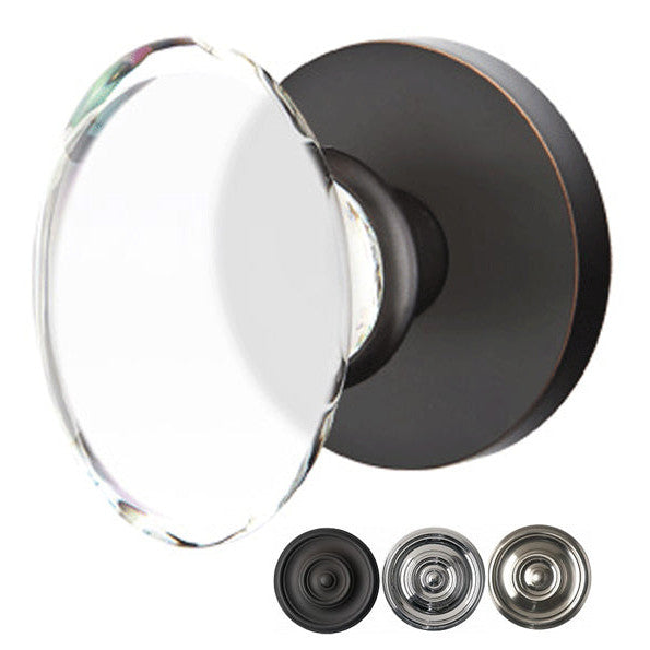 ##Antique Hardware## Crystal Hampton Door Knob Set With Disk Rosette (Several Finish Options)