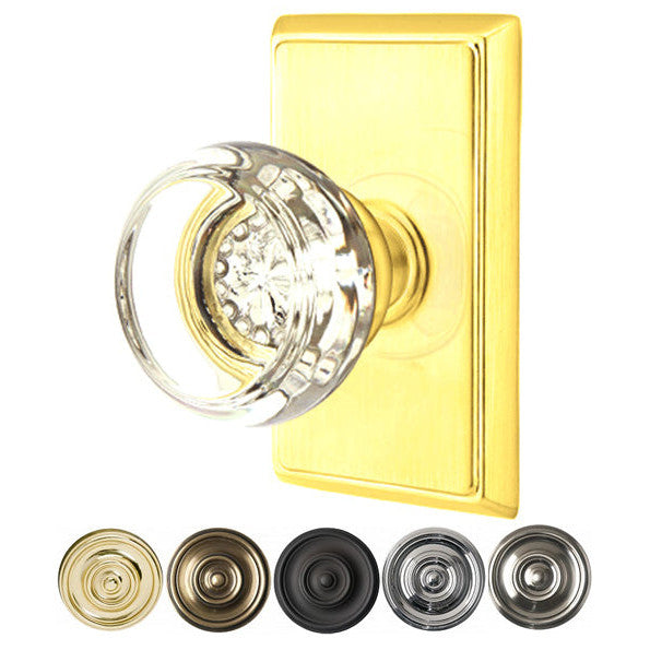 ##Antique Hardware## Crystal Door Hardware - Georgetown Privacy Door Knob with Rectangular Rose in Flat Black - 8221GTUS19 - Emtek Hardware