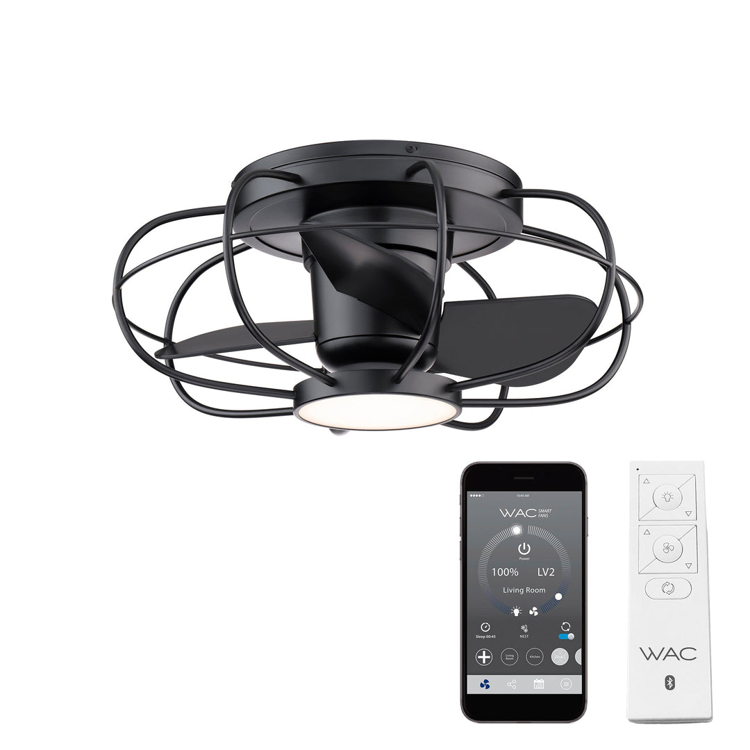 ##Antique Hardware## Aella 3-Blade LED Smart Caged Flush Mount Ceiling Fan