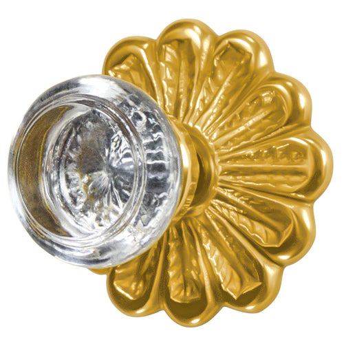 ##Antique Hardware## Maltesia Flower Rosette Door Set with Clear Crystal Door Knobs (Several Finishes Available)