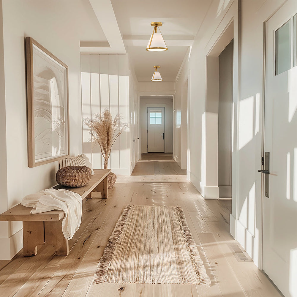 ##Antique Hardware## Fulton 1 Light Antique Gold Semi Flush Mount