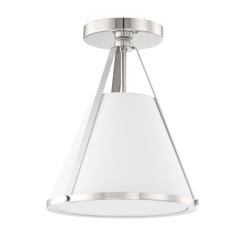 ##Antique Hardware## Fulton 1 Light Polished Nickel Semi Flush Mount
