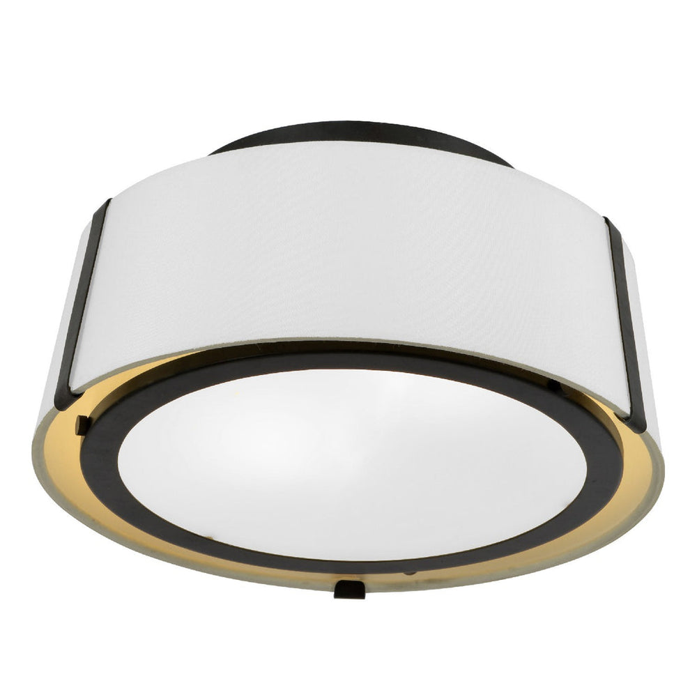 ##Antique Hardware## Fulton 2 Light Matte Black Semi Flush Mount