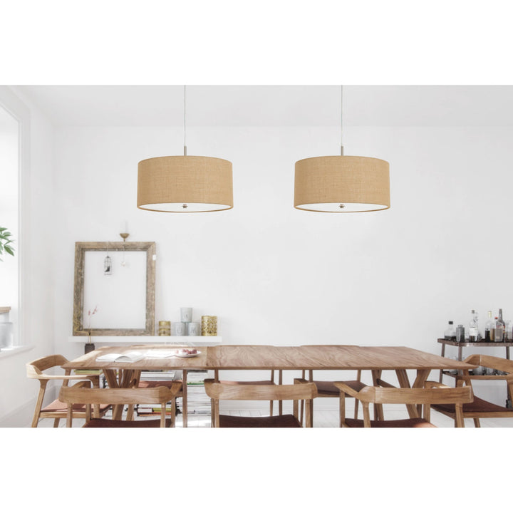 ##Antique Hardware## 60W X 3 ADDISON BURLAP DRUM PENDANT