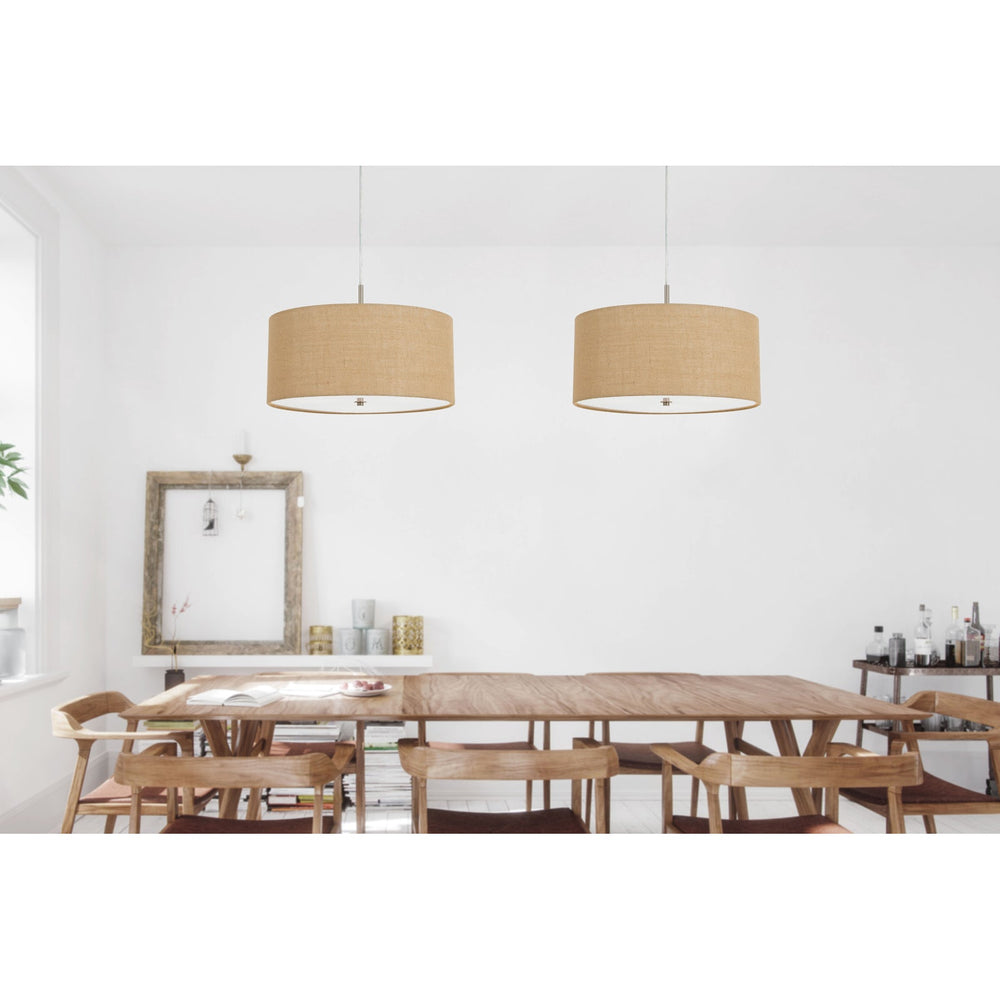 ##Antique Hardware## 60W X 3 ADDISON BURLAP DRUM PENDANT
