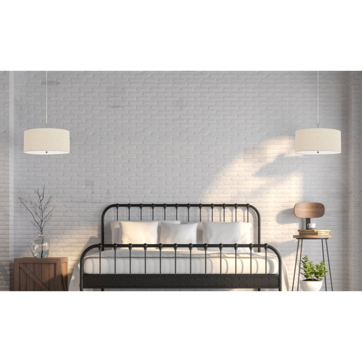 ##Antique Hardware## 60W X 3 ADDISON LINEN DRUM PENDANT