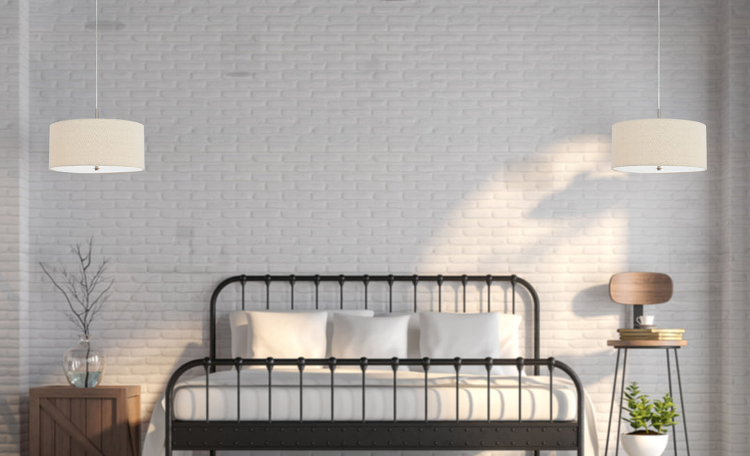 ##Antique Hardware## 60W X 3 ADDISON LINEN DRUM PENDANT