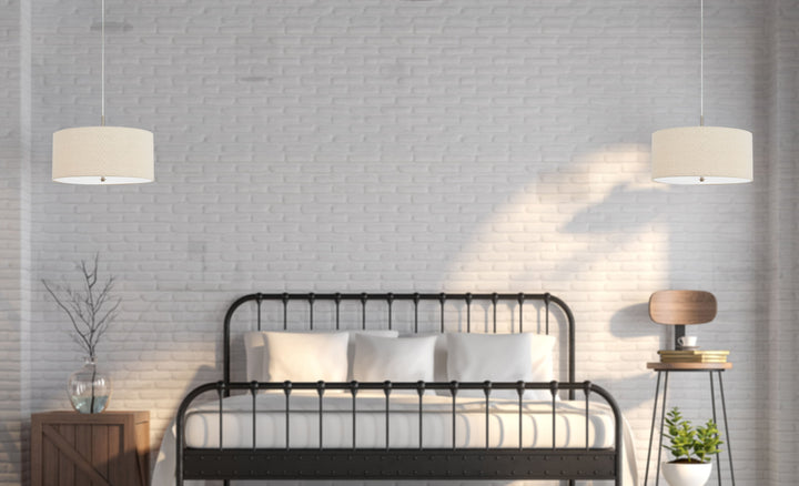 ##Antique Hardware## 60W X 3 ADDISON LINEN DRUM PENDANT