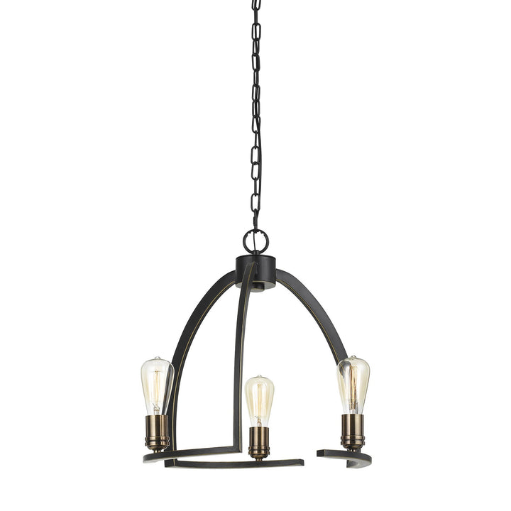 ##Antique Hardware## 60W X 3 KINDER METAL 3 LIGHT CHANDELIER (EDISON BULBS NOT INCLUDED)