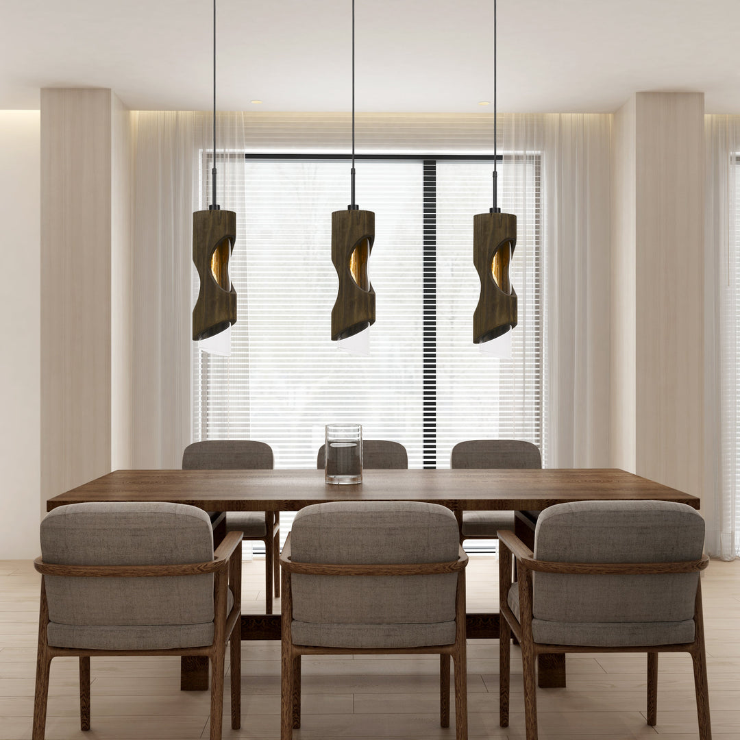 ##Antique Hardware## 60W ZAMORA WOOD PENDANT WITH CLEAR GLASS SHADE (EDISON BULB NOT INCLUDED)