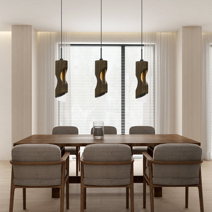 ##Antique Hardware## 60W ZAMORA WOOD PENDANT WITH CLEAR GLASS SHADE (EDISON BULB NOT INCLUDED)