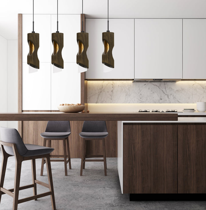 ##Antique Hardware## 60W X 4 ZAMORA 4 LIGHT WOOD ISLAND STYLE FIXTURE (EDISON BULBS NOT INCLUDED)