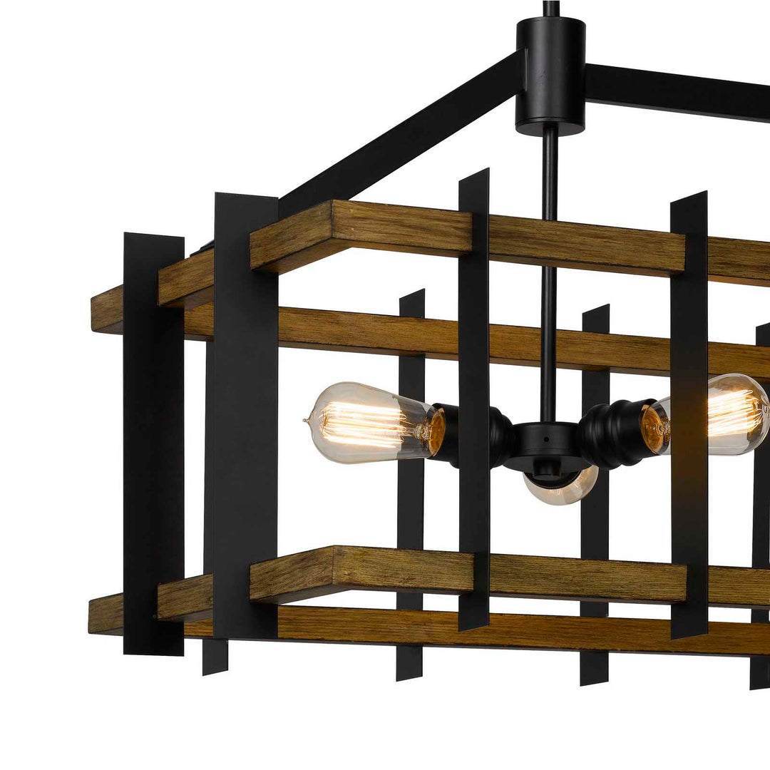 Antique Hardware BRUCK 60W X 6 METAL/PINE WOOD ISLAND CHANDELIER  (EDISON BULBS NOT INCLUDED) Chandelier