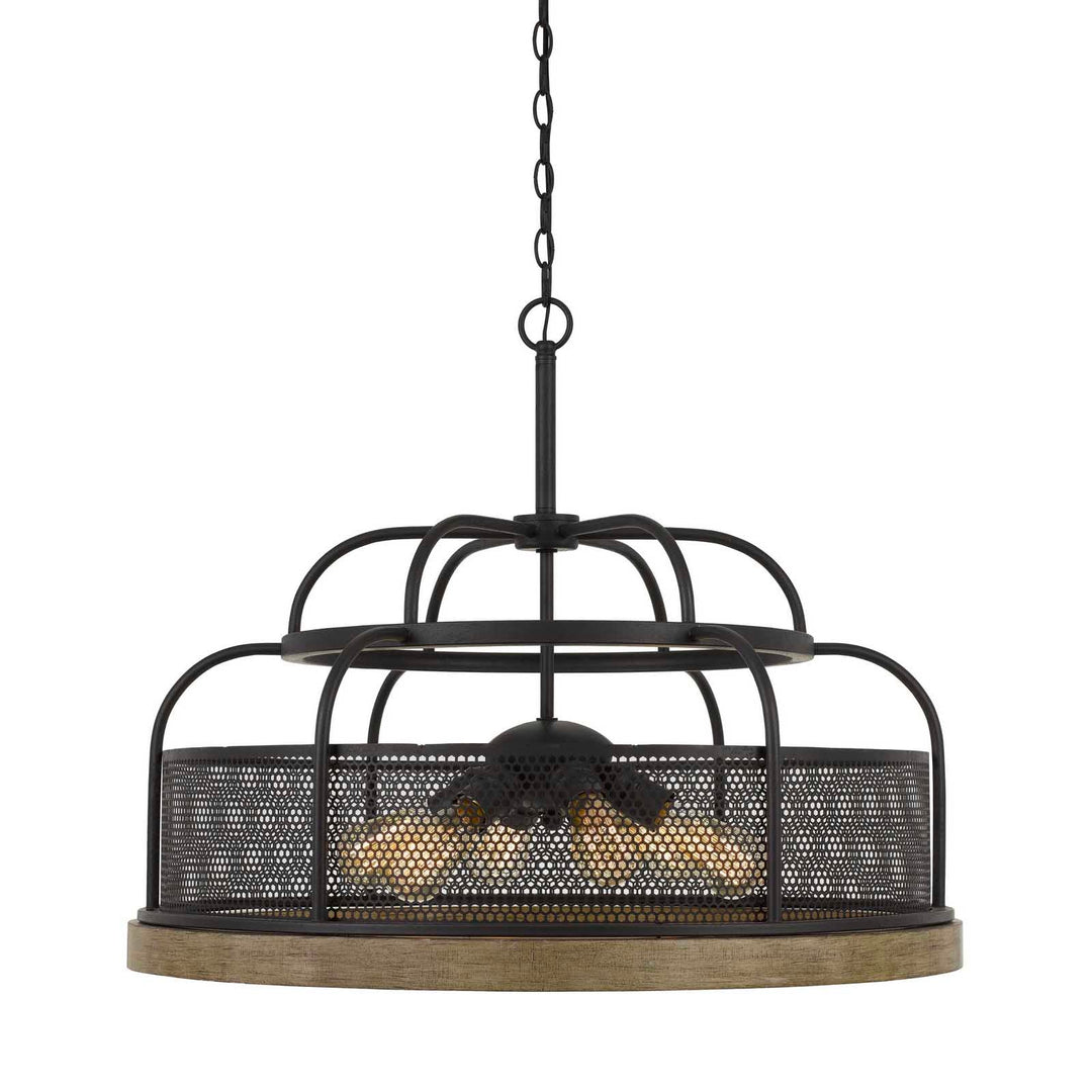 ##Antique Hardware## AKAKI 60W X 6 METAL/PINE WOOD CHANDELIER  (EDISON BULBS NOT INCLUDED)