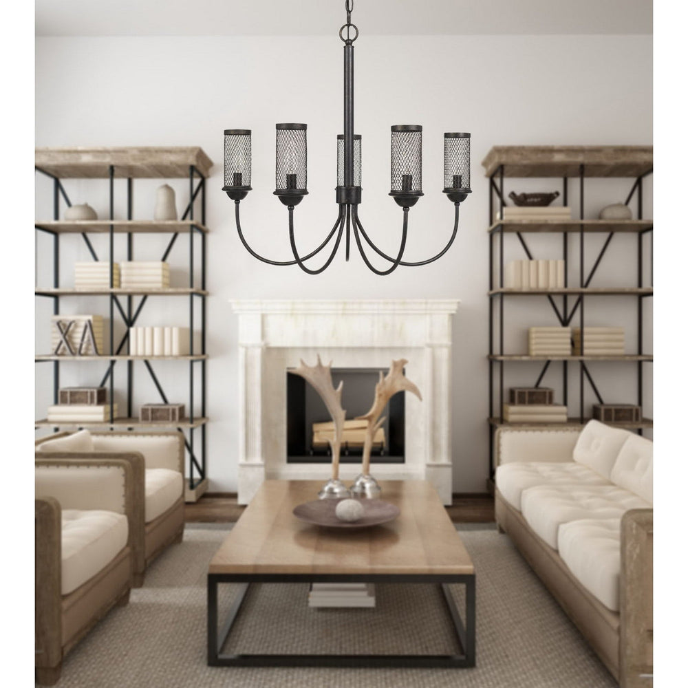 ##Antique Hardware## FULTON METAL CHANDELIER WITH MESH METAL SHADE