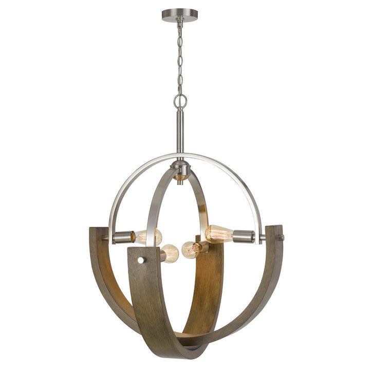##Antique Hardware## 60W X 4 RAUMA METAL/WOOD CHANDELIER (EDISON BULBS ARE NOT INCLUDED)