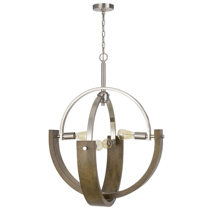##Antique Hardware## 60W X 4 RAUMA METAL/WOOD CHANDELIER (EDISON BULBS ARE NOT INCLUDED)