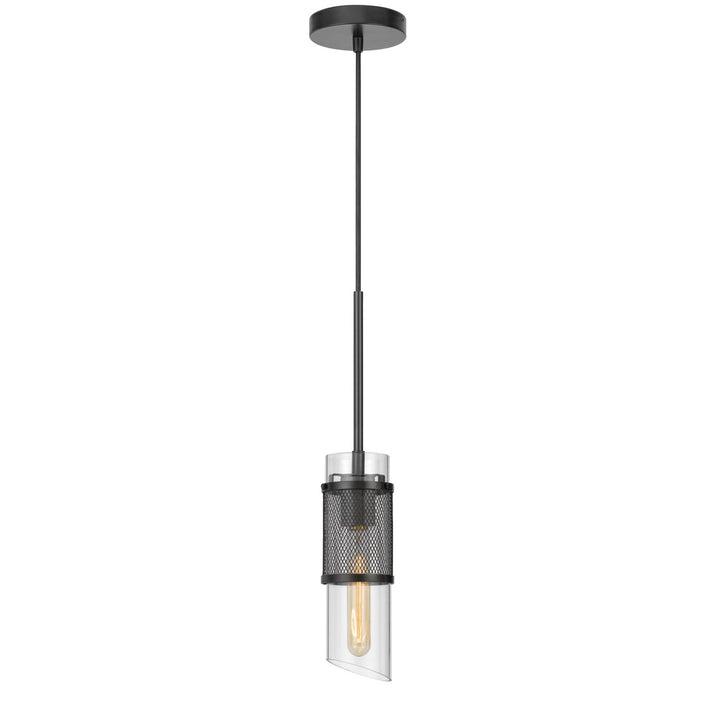 ##Antique Hardware## 60W SAVONA DOUBLE LAYER GLASS/METAL MINI PENDANT WITH MESH METAL SHADE. (EDISON BULB NOT INCLUDED)