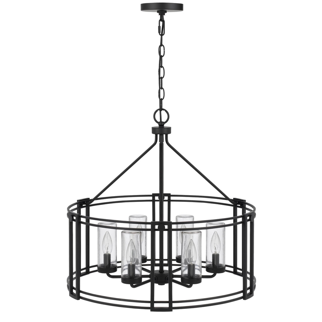 ##Antique Hardware## LUTON CAGE METAL CHANDELIER WITH GLASS SHADES
