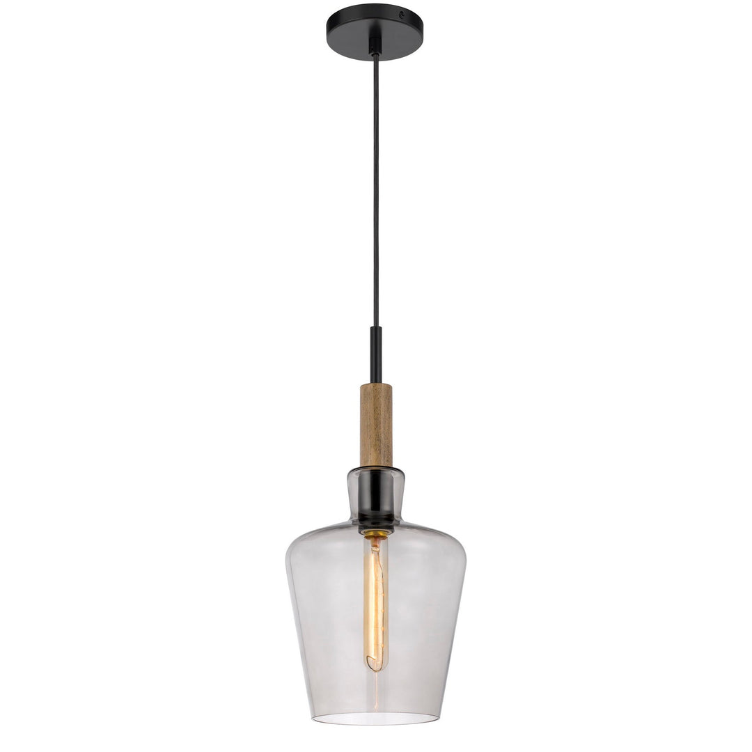 ##Antique Hardware## SWINDON GLASS DROP PENDANT WITH WOOD ACCENT