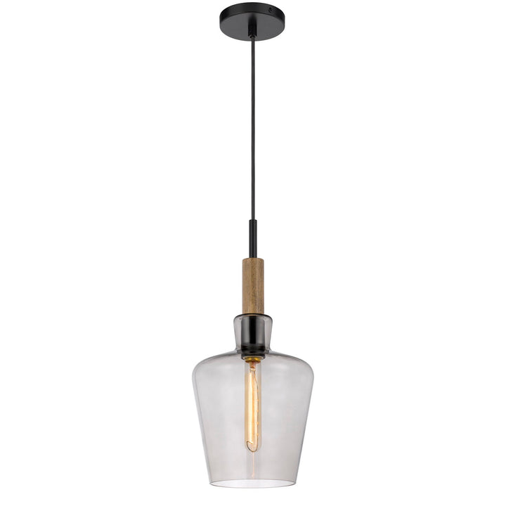 ##Antique Hardware## SWINDON GLASS DROP PENDANT WITH WOOD ACCENT