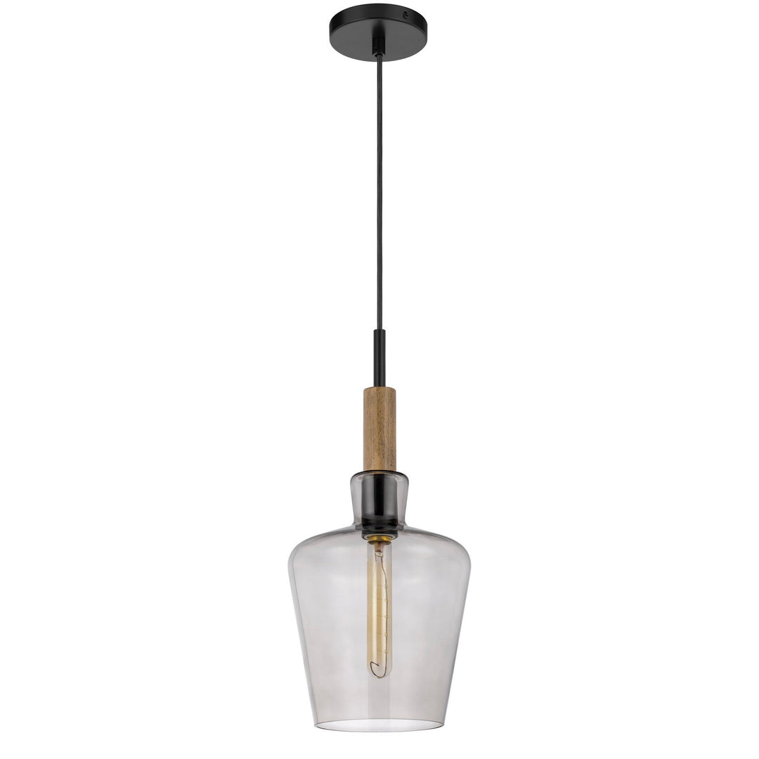 ##Antique Hardware## SWINDON GLASS DROP PENDANT WITH WOOD ACCENT