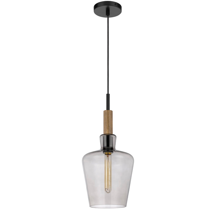 ##Antique Hardware## SWINDON GLASS DROP PENDANT WITH WOOD ACCENT