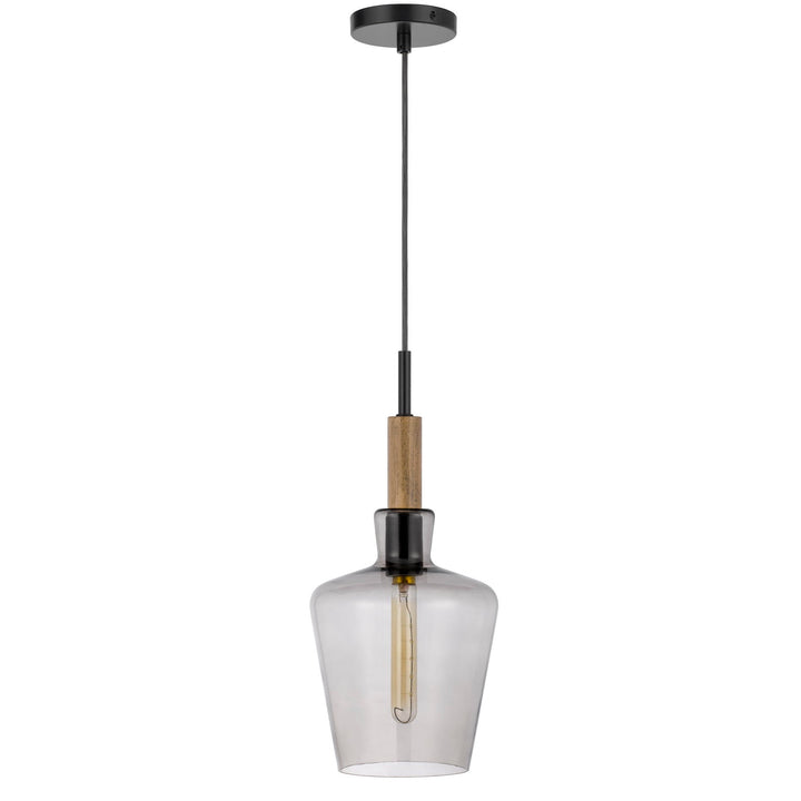 ##Antique Hardware## SWINDON GLASS DROP PENDANT WITH WOOD ACCENT
