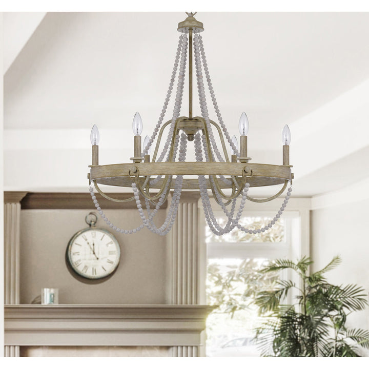 ##Antique Hardware## 60W X 6 MACON BEADED METAL CHANDELIER