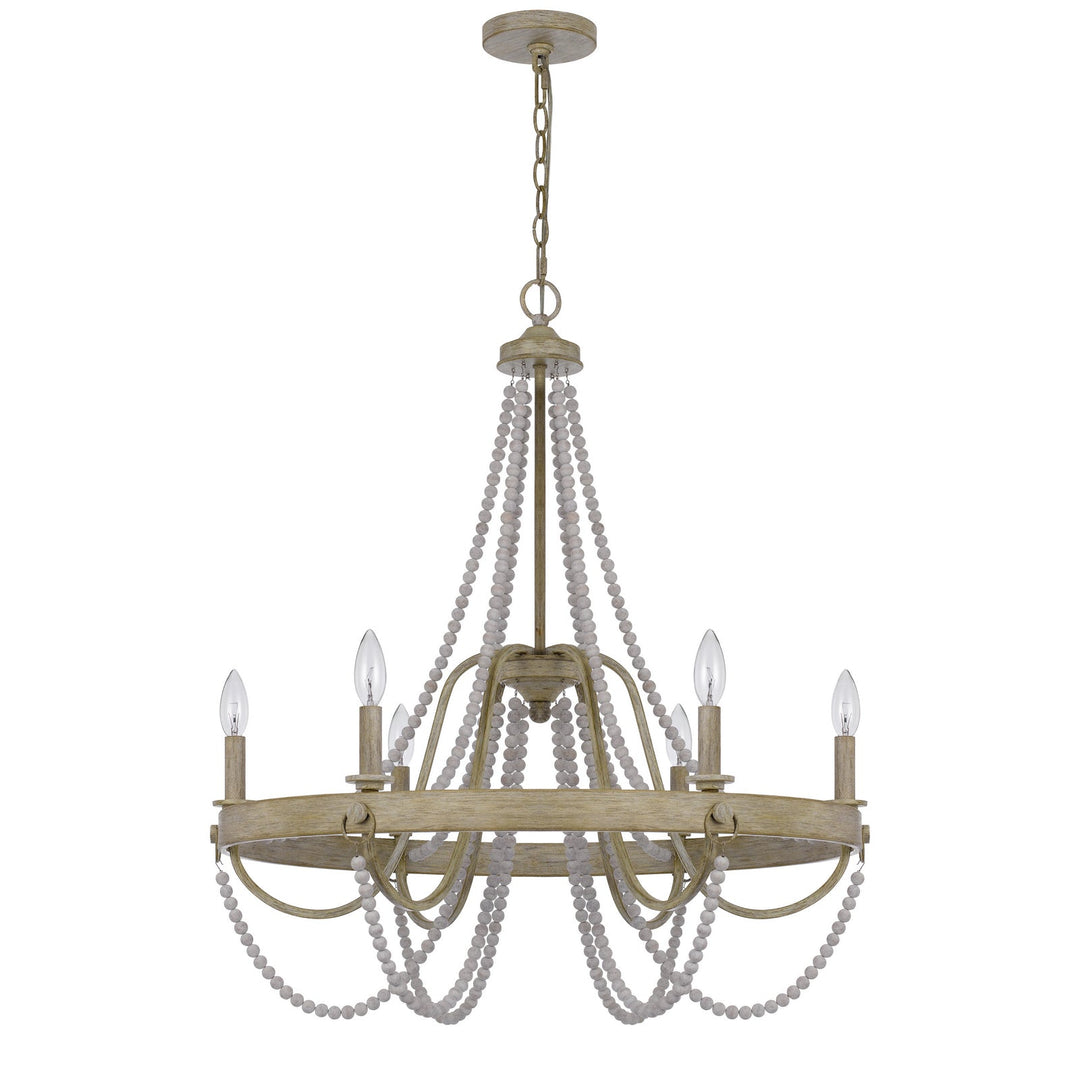##Antique Hardware## 60W X 6 MACON BEADED METAL CHANDELIER