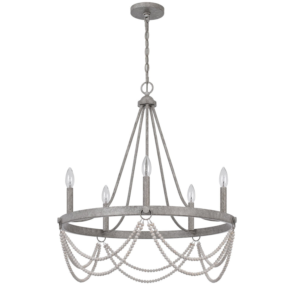 ##Antique Hardware## 60W X 5 ANNISTON BEADED METAL CHANDELIER