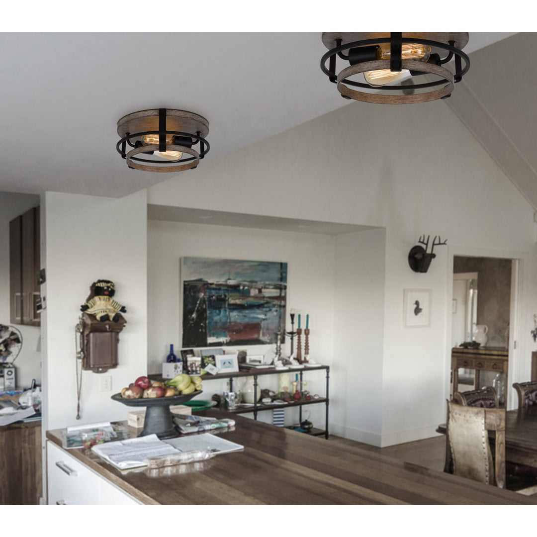 ##Antique Hardware## 60W X 2 CLARITA METAL SEMI FLUSH MOUNT FIXTURE