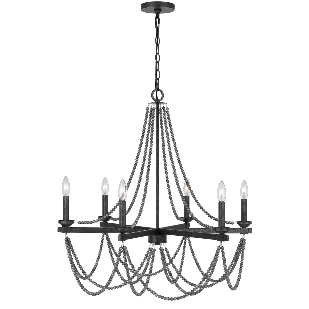 ##Antique Hardware## 60W X 6 VENTURA METAL BEADED CHANDELIER