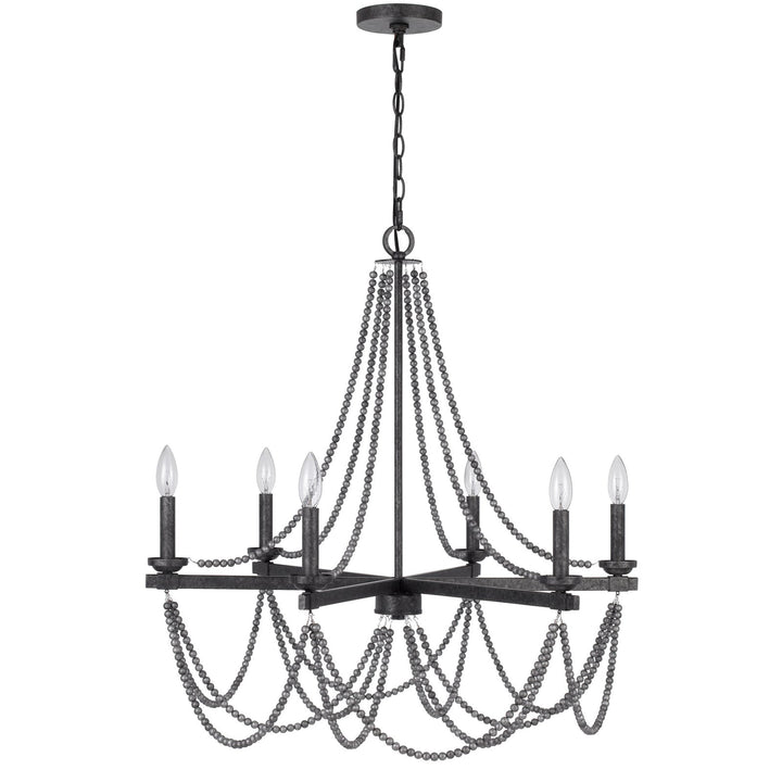 ##Antique Hardware## 60W X 6 VENTURA METAL BEADED CHANDELIER