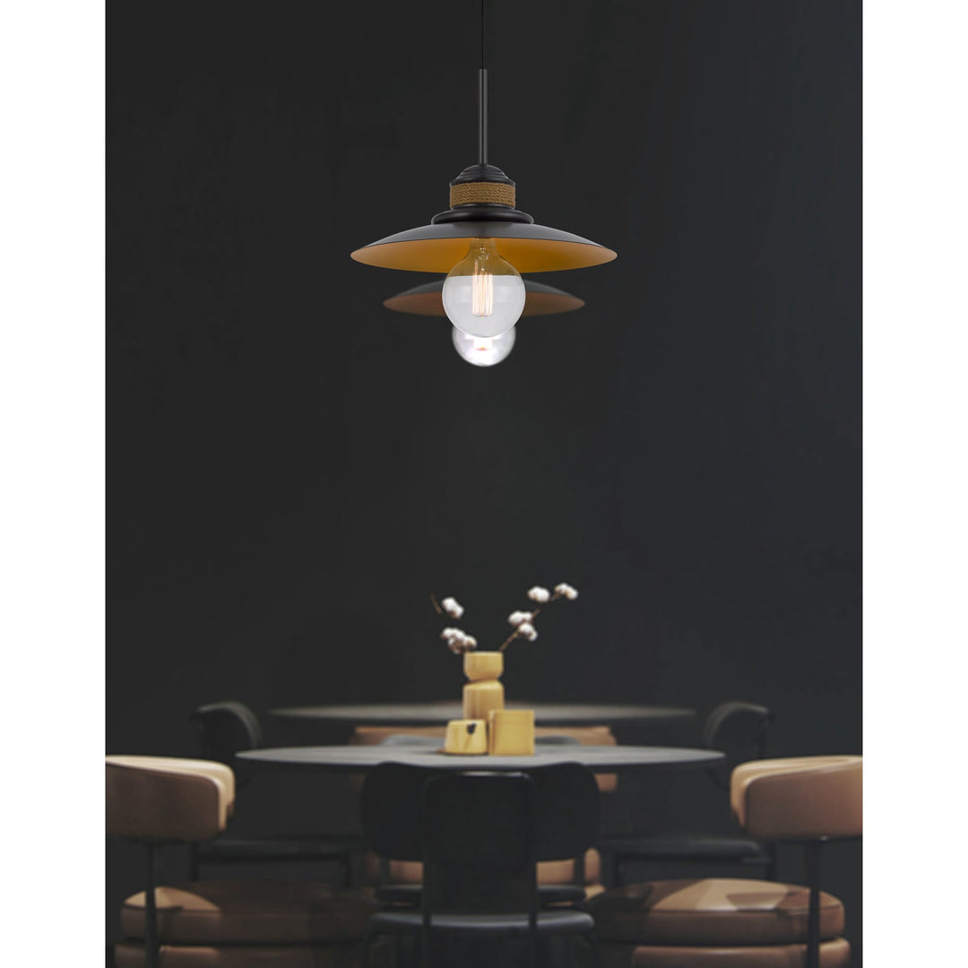 ##Antique Hardware## 60W MINEOLA METAL MINI PENDANT WITH BURLAP DESIGN