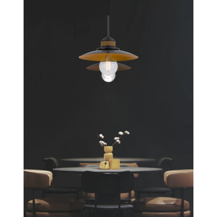 ##Antique Hardware## 60W MINEOLA METAL MINI PENDANT WITH BURLAP DESIGN