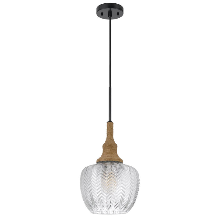 ##Antique Hardware## MONROE 60W GLASS PENDANT LIGHT WITH BURLAP ROPED FONT