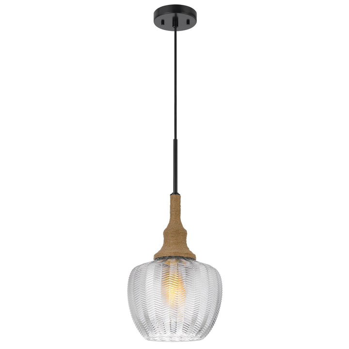 ##Antique Hardware## MONROE 60W GLASS PENDANT LIGHT WITH BURLAP ROPED FONT
